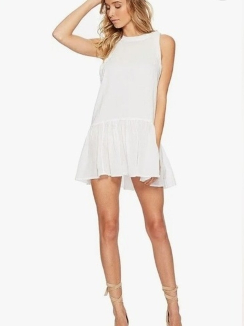 Free People Size Small White Breathless Moments Drop Waist Tunic Blouse Top